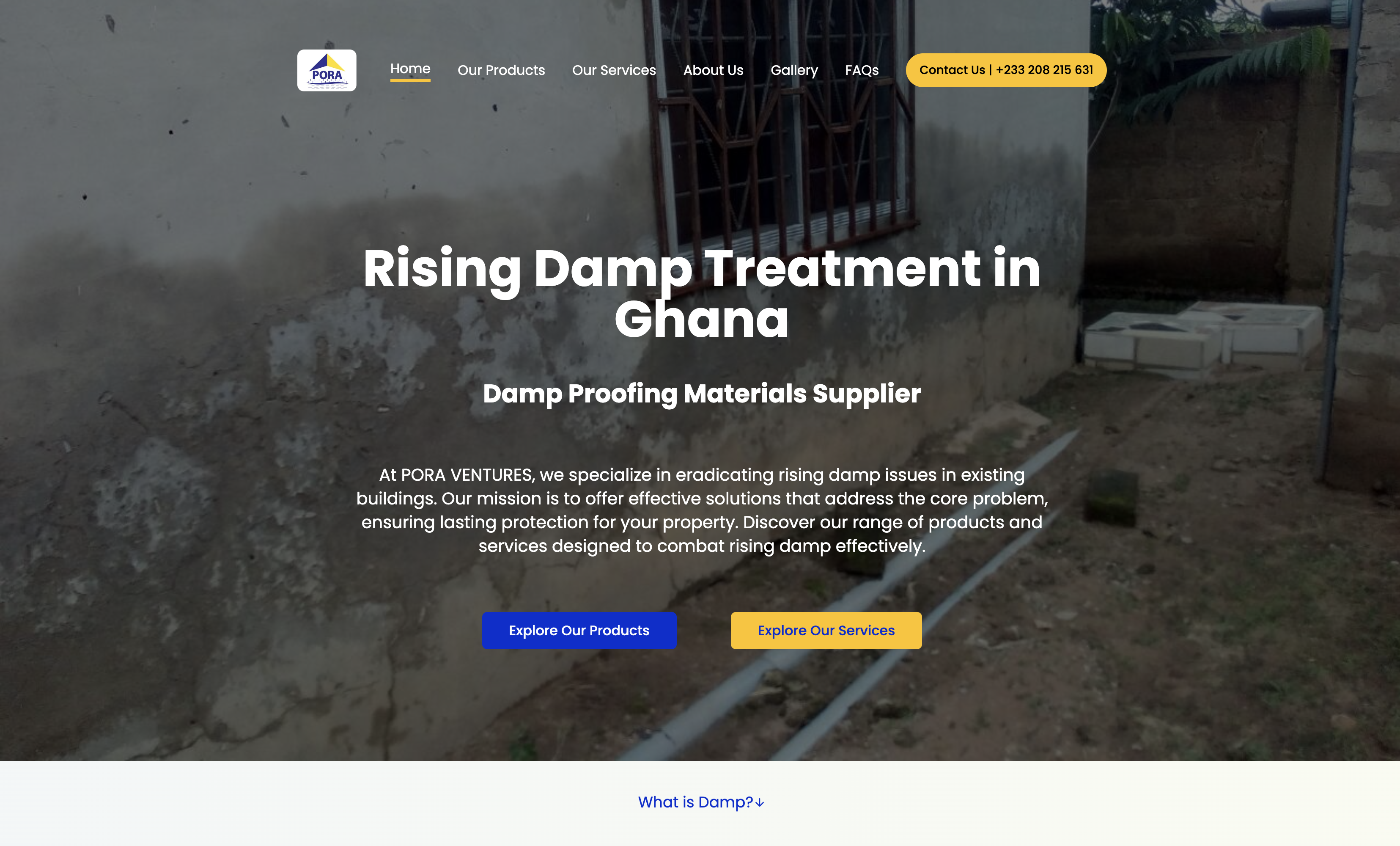 Pora Ventures rising damp treatment website
